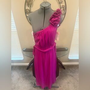 Elegant One-Shoulder Purple Dress by Dessy Girl Size‎ 12 Sample NWT
